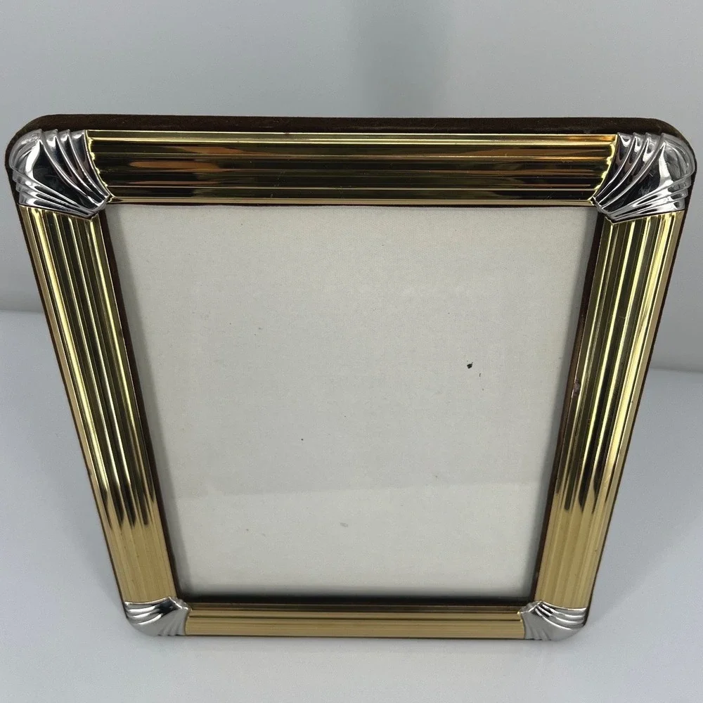 Vintage Photo Frame Mixed Metal Art Deco Gold Silver 8x10 Hollywood Regency Glam